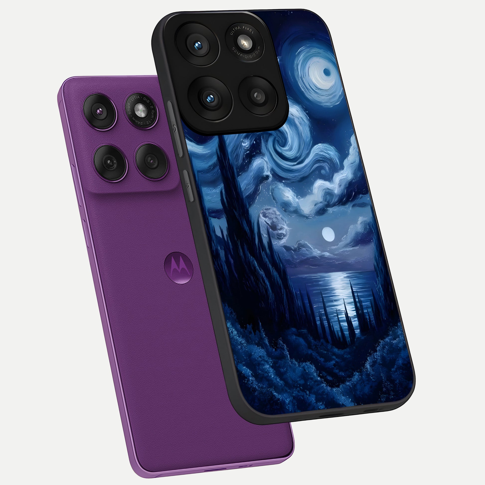  Celestial Dream Van Gogh phone case For Moto Edge 60 Pro showing premium glass back cover with detailed artwork