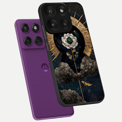  Celestial Lotus Morang phone case For Moto Edge 60 Pro showing premium glass back cover with detailed artwork