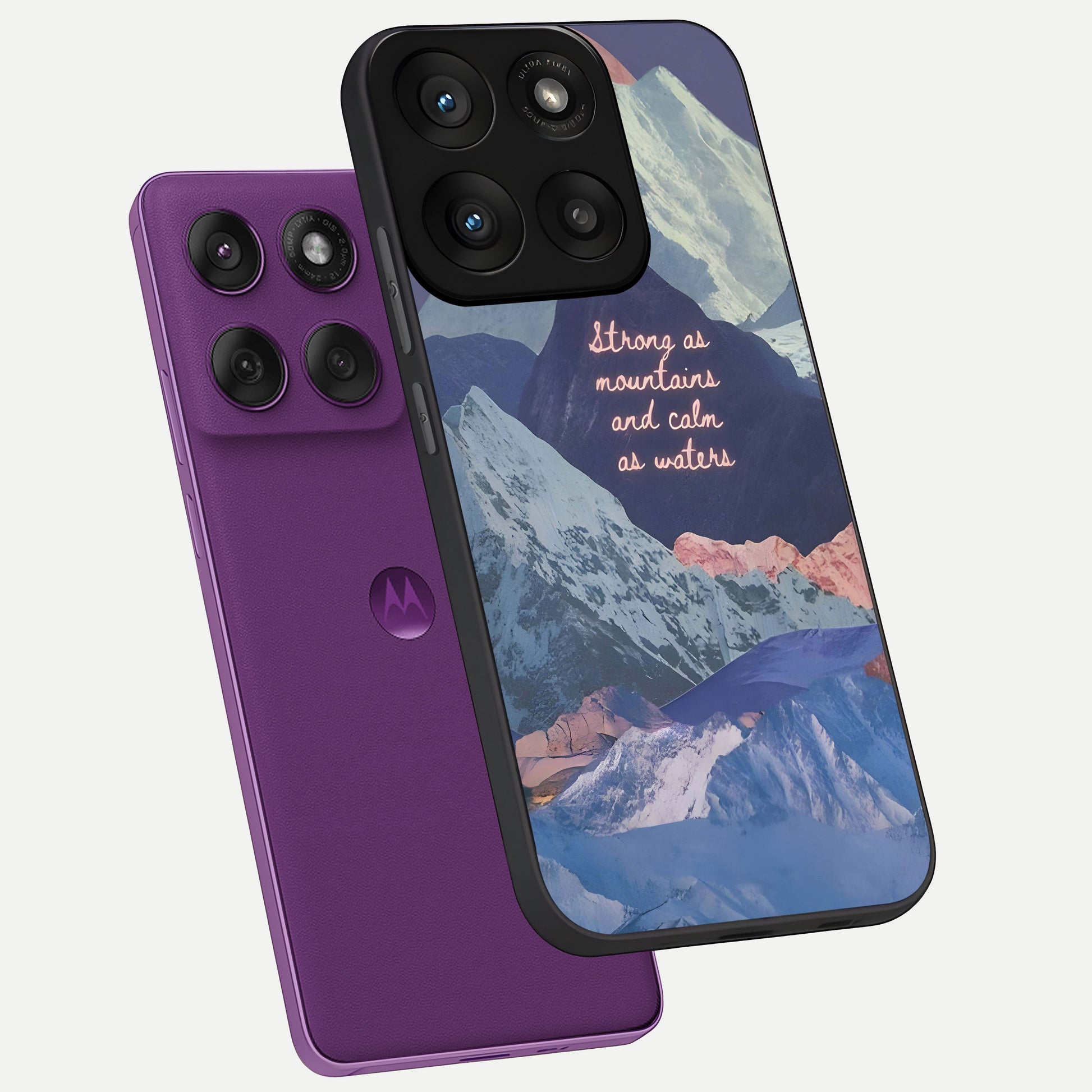  Celestial Mountain Calm phone case For Moto Edge 60 Pro showing premium glass back cover with detailed artwork