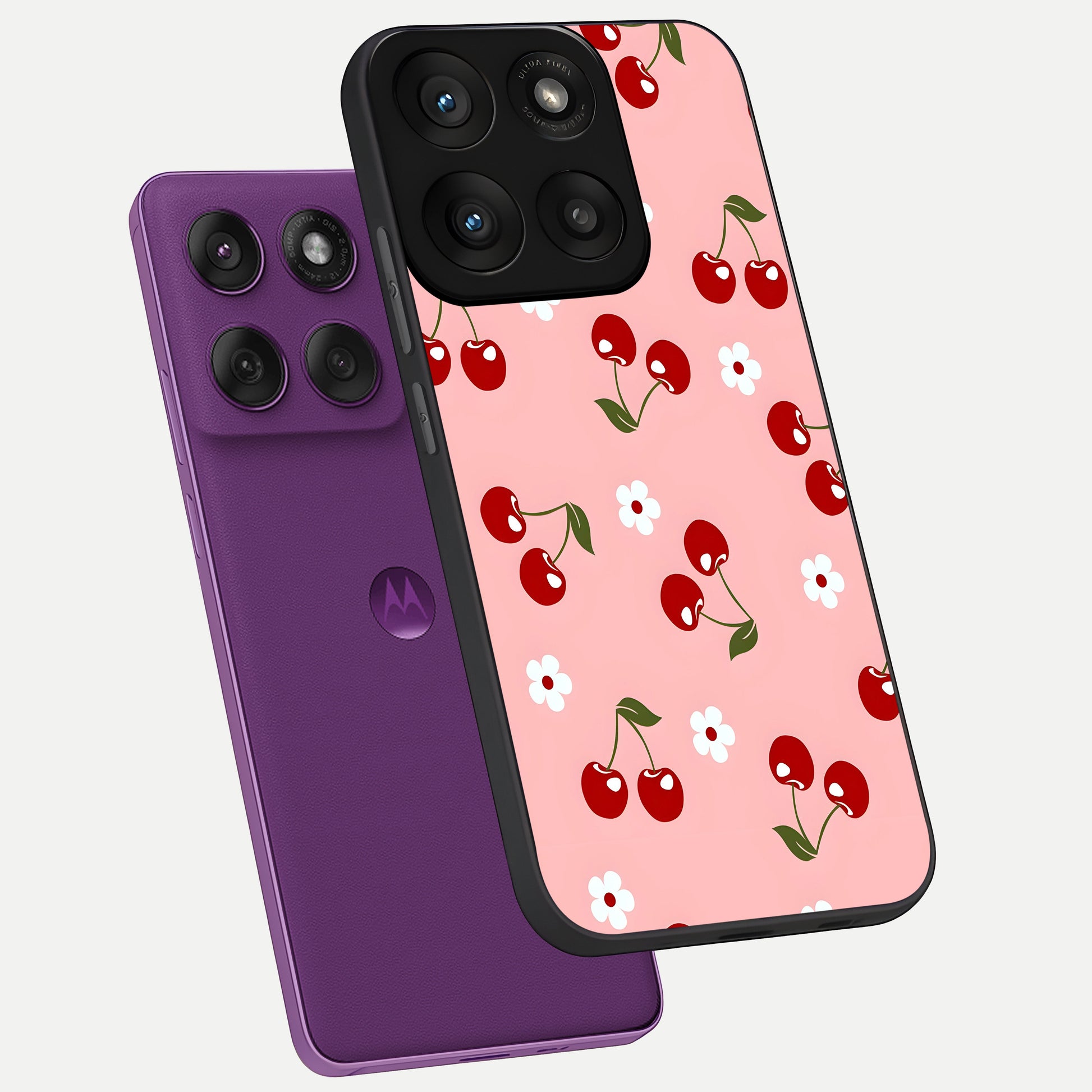 Cherry Love Mood phone case For Moto Edge 60 Pro showing premium glass back cover with detailed artwork