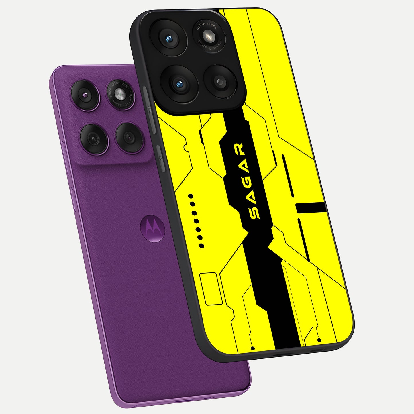  Circuit CYBERPUNK Custom Name phone case For Moto Edge 60 Pro showing premium glass back cover with detailed artwork