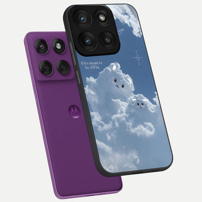  Cloud Bunny Dreams phone case For Moto Edge 60 Pro showing premium glass back cover with detailed artwork