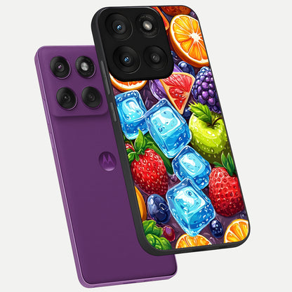  Colorful Fruits with Ice phone case For Moto Edge 60 Pro showing premium glass back cover with detailed artwork