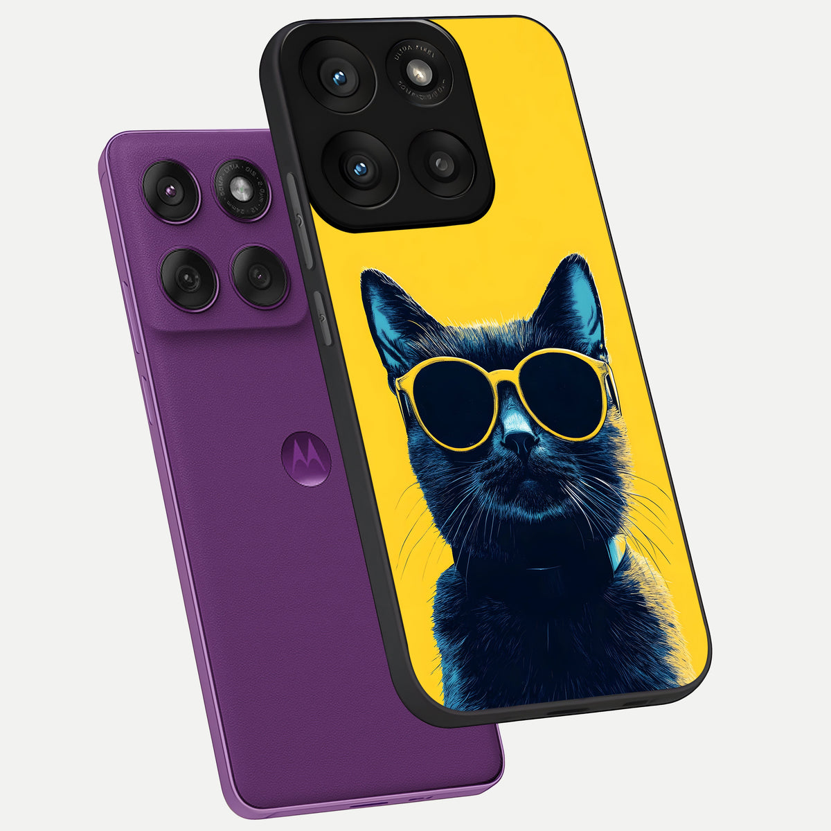  Cool Cat Vibes phone case For Moto Edge 60 Pro showing premium glass back cover with detailed artwork