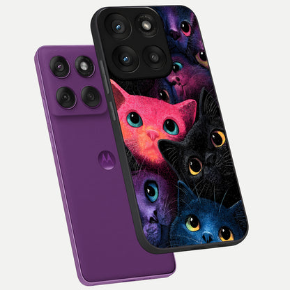  Cosmic Cats Dreams phone case For Moto Edge 60 Pro showing premium glass back cover with detailed artwork