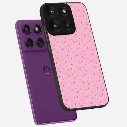 Cosmic Pink Sparkle phone case For Moto Edge 60 Pro showing premium glass back cover with detailed artwork