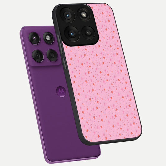  Cosmic Pink Sparkle phone case For Moto Edge 60 Pro showing premium glass back cover with detailed artwork