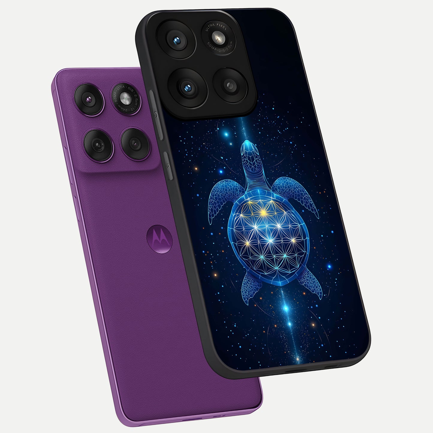  Crimson Blue Turtle phone case For Moto Edge 60 Pro showing premium glass back cover with detailed artwork