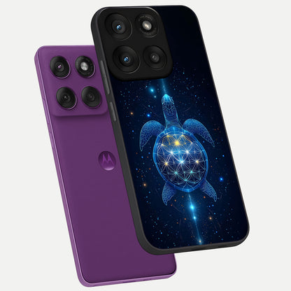  Crimson Blue Turtle phone case For Moto Edge 60 Pro showing premium glass back cover with detailed artwork
