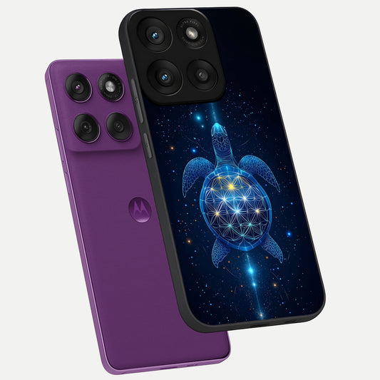  Crimson Blue Turtle phone case For Moto Edge 60 Pro showing premium glass back cover with detailed artwork