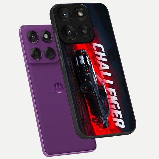  Crimson Challenger Fury phone case For Moto Edge 60 Pro showing premium glass back cover with detailed artwork