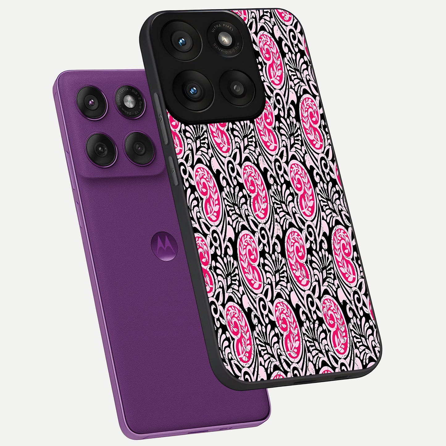  Crimson Paisley Charm phone case For Moto Edge 60 Pro showing premium glass back cover with detailed artwork