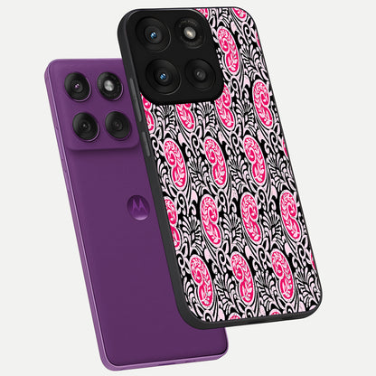  Crimson Paisley Charm phone case For Moto Edge 60 Pro showing premium glass back cover with detailed artwork