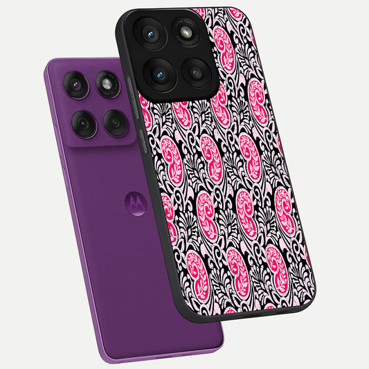  Crimson Paisley Charm phone case For Moto Edge 60 Pro showing premium glass back cover with detailed artwork