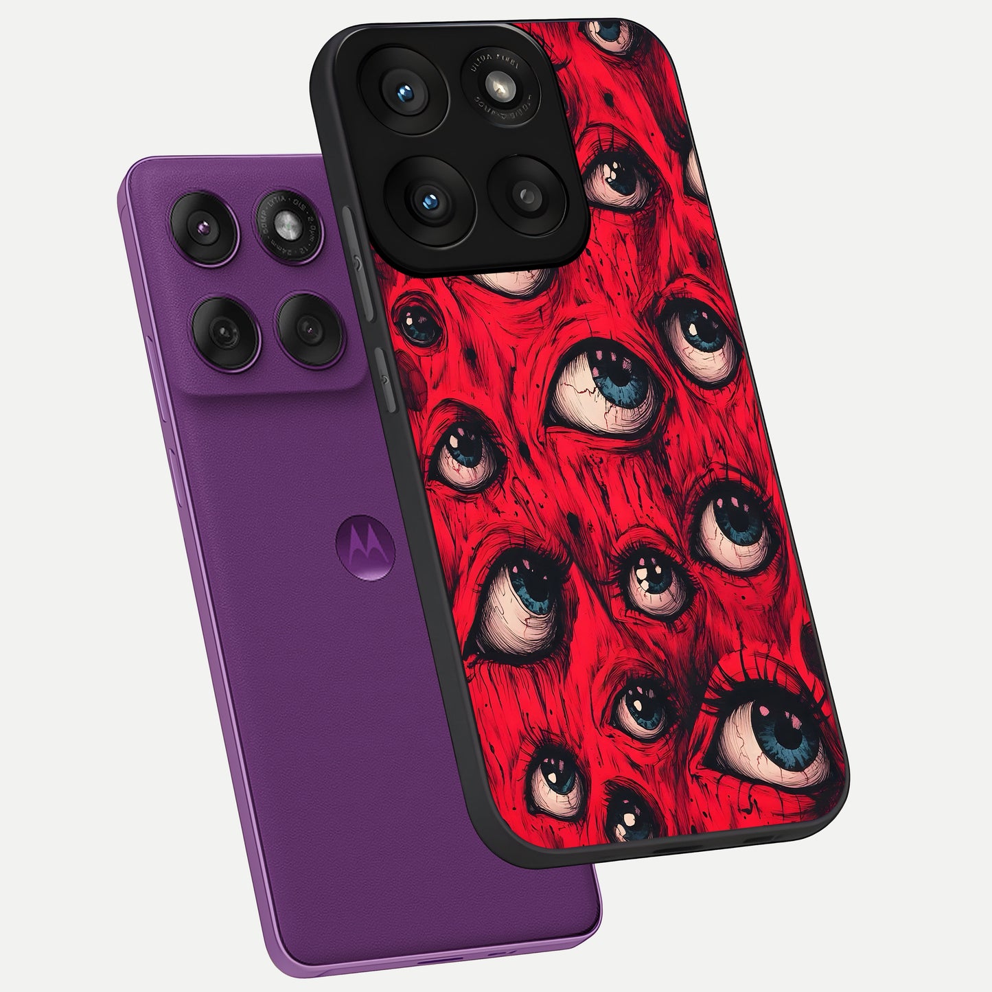  Crimson Watch Eyes phone case For Moto Edge 60 Pro showing premium glass back cover with detailed artwork