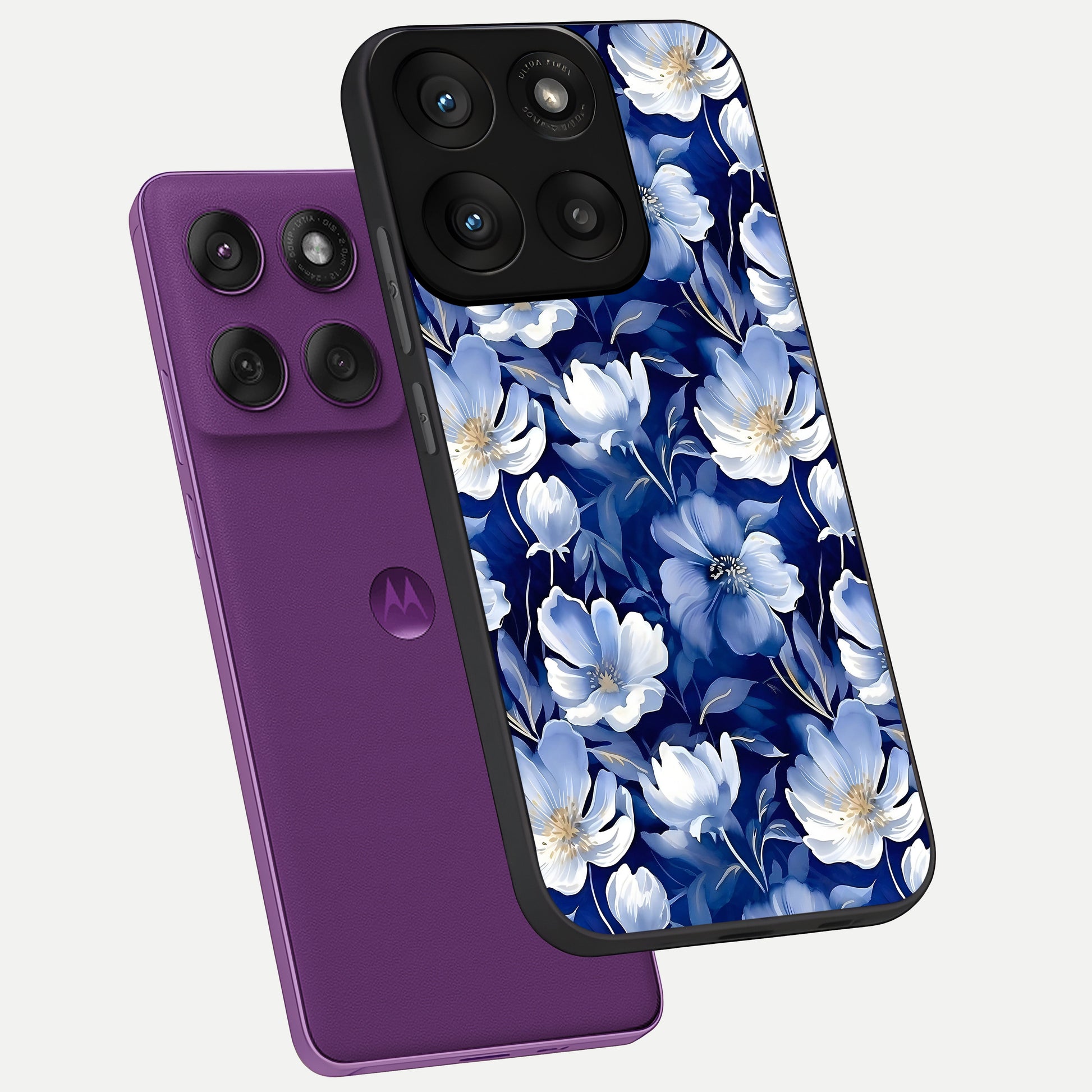  Cute Floral Patterns phone case For Moto Edge 60 Pro showing premium glass back cover with detailed artwork