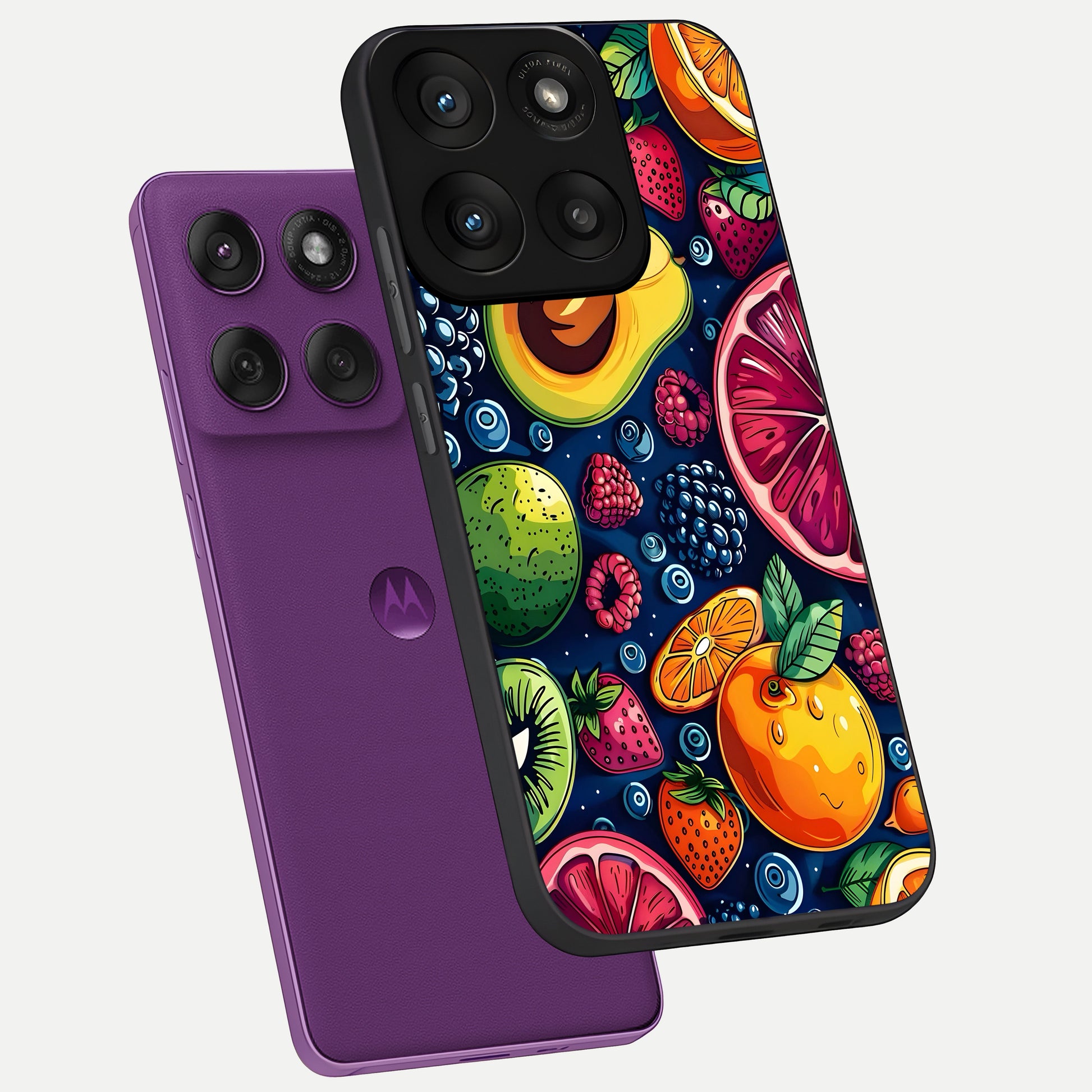  Cute Fruits Art phone case For Moto Edge 60 Pro showing premium glass back cover with detailed artwork