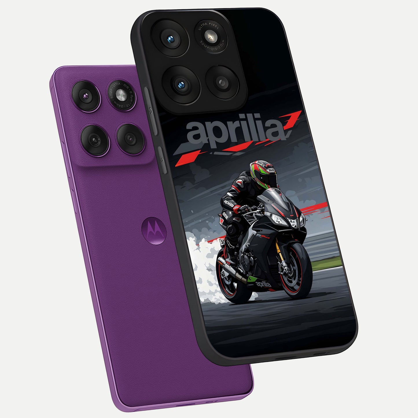  Dark Aprilla phone case For Moto Edge 60 Pro showing premium glass back cover with detailed artwork