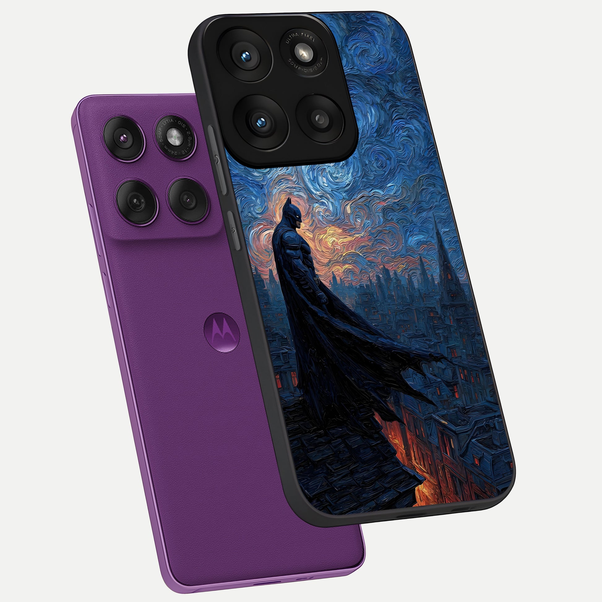  Dark Knight Dusk phone case For Moto Edge 60 Pro showing premium glass back cover with detailed artwork