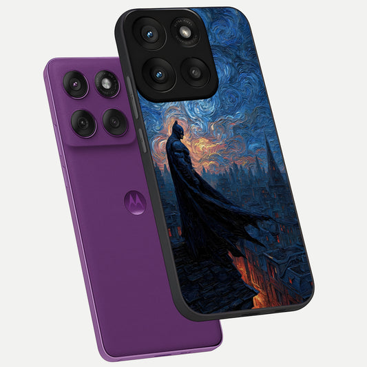  Dark Knight Dusk phone case For Moto Edge 60 Pro showing premium glass back cover with detailed artwork