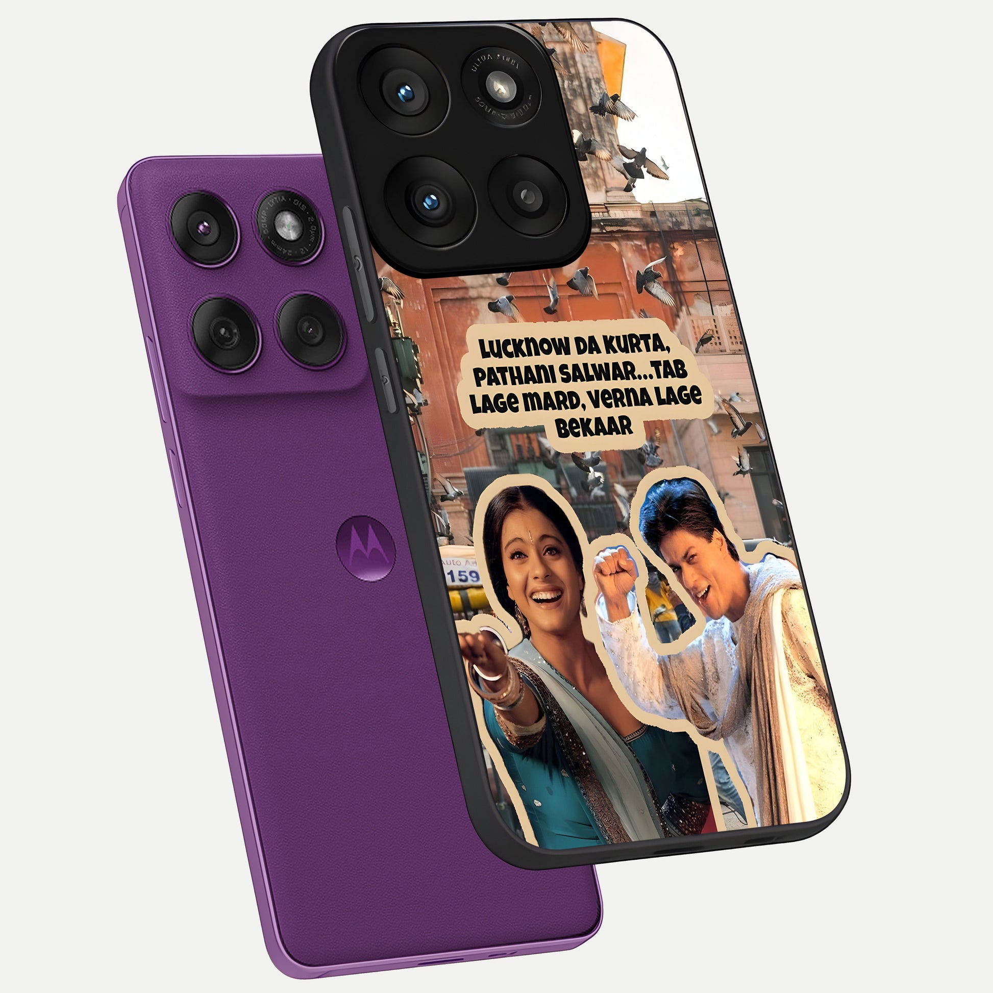  Desi Retro Vibes phone case For Moto Edge 60 Pro showing premium glass back cover with detailed artwork