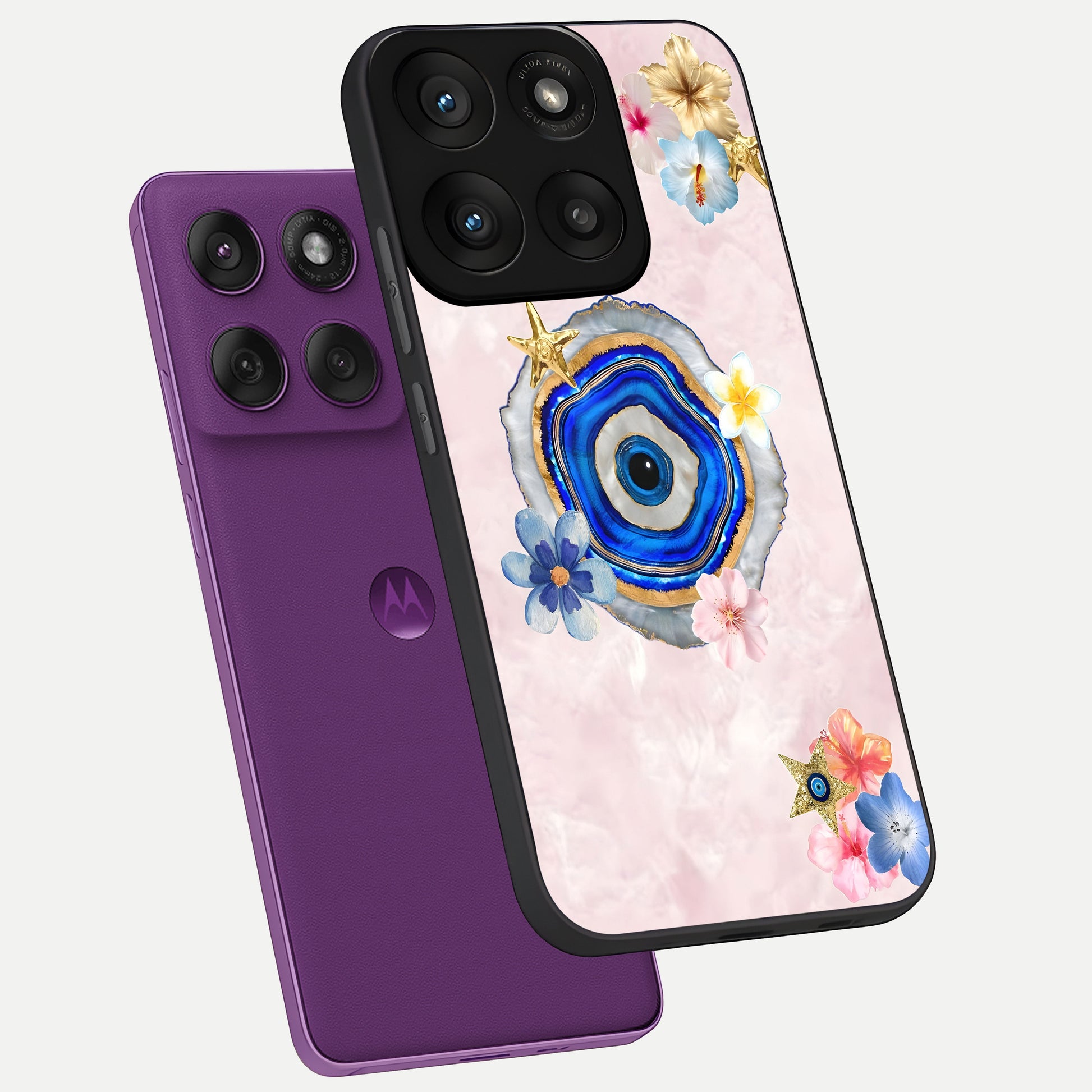  Divine Aura Bloom phone case For Moto Edge 60 Pro showing premium glass back cover with detailed artwork
