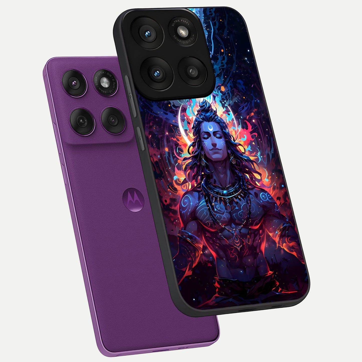  Divine Fire Shiv phone case For Moto Edge 60 Pro showing premium glass back cover with detailed artwork
