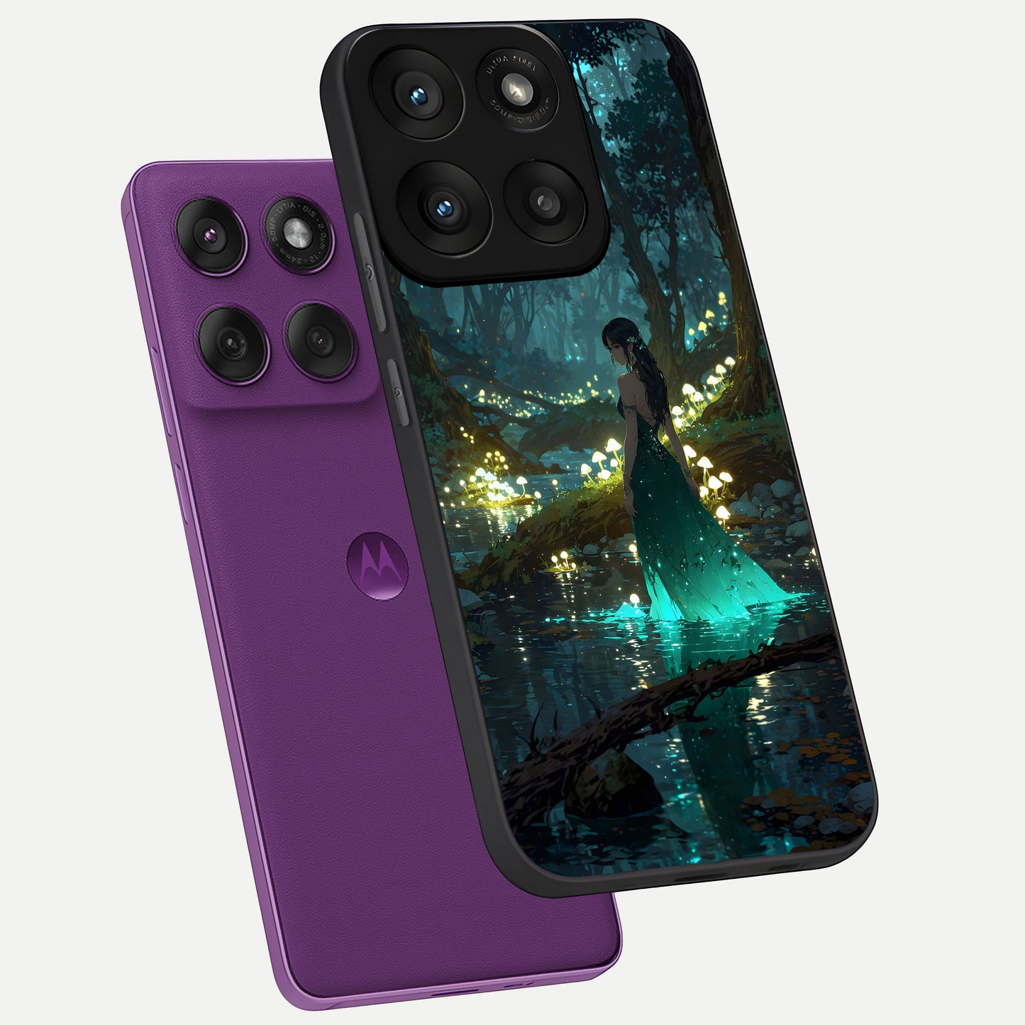  Enchanted Forest Glow phone case For Moto Edge 60 Pro showing premium glass back cover with detailed artwork