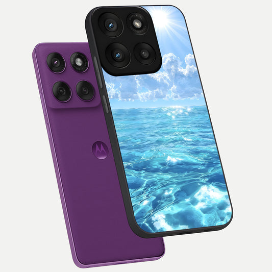  Endless Ocean Horizon phone case For Moto Edge 60 Pro showing premium glass back cover with detailed artwork