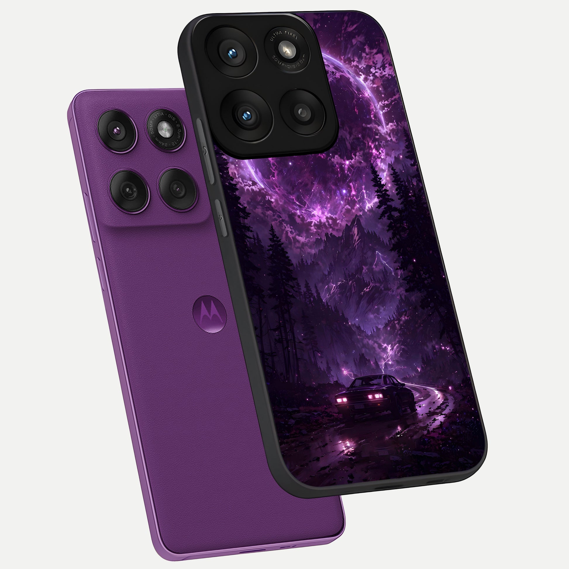  Eternal Cosmic Drive phone case For Moto Edge 60 Pro showing premium glass back cover with detailed artwork