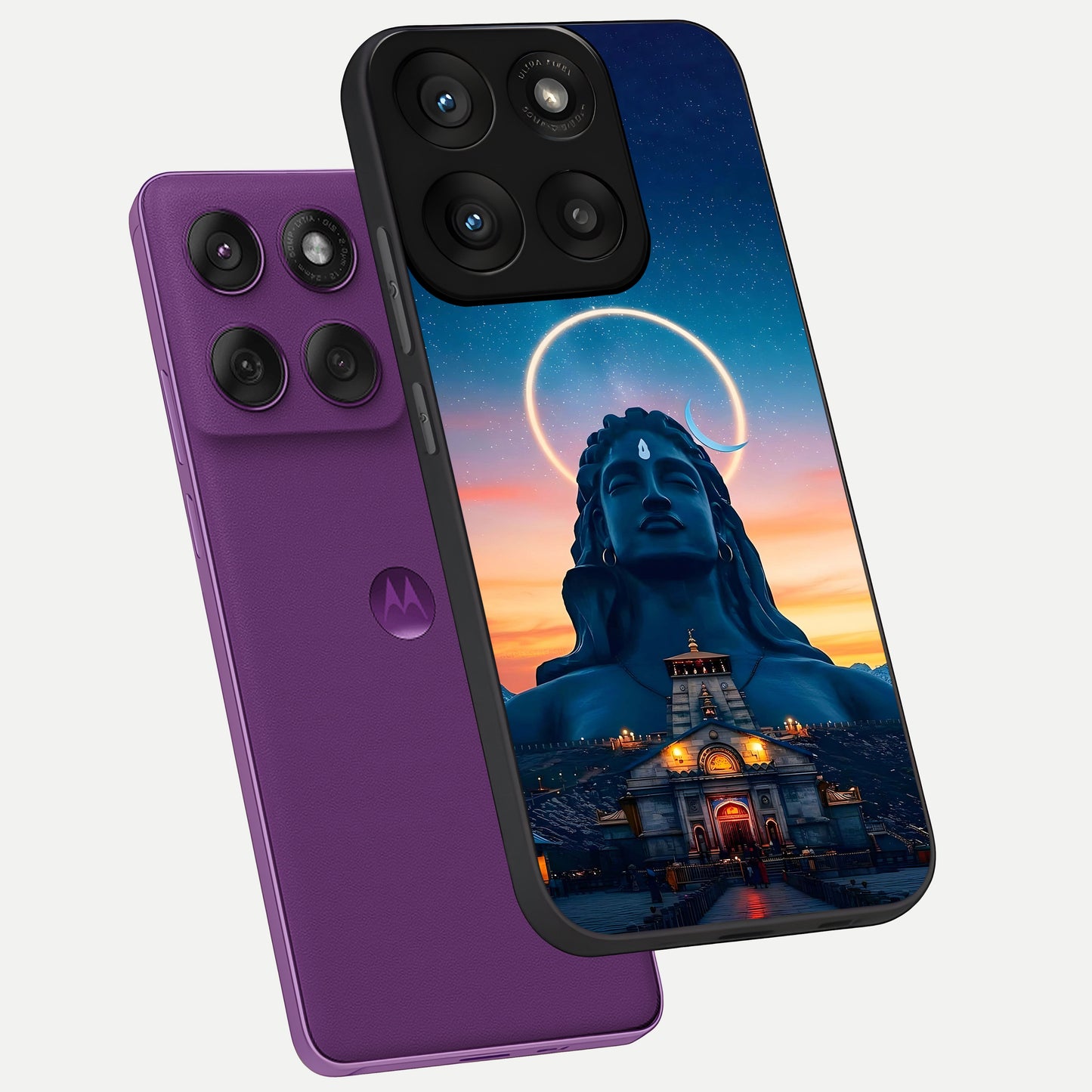  Eternal Shiva Aura phone case For Moto Edge 60 Pro showing premium glass back cover with detailed artwork