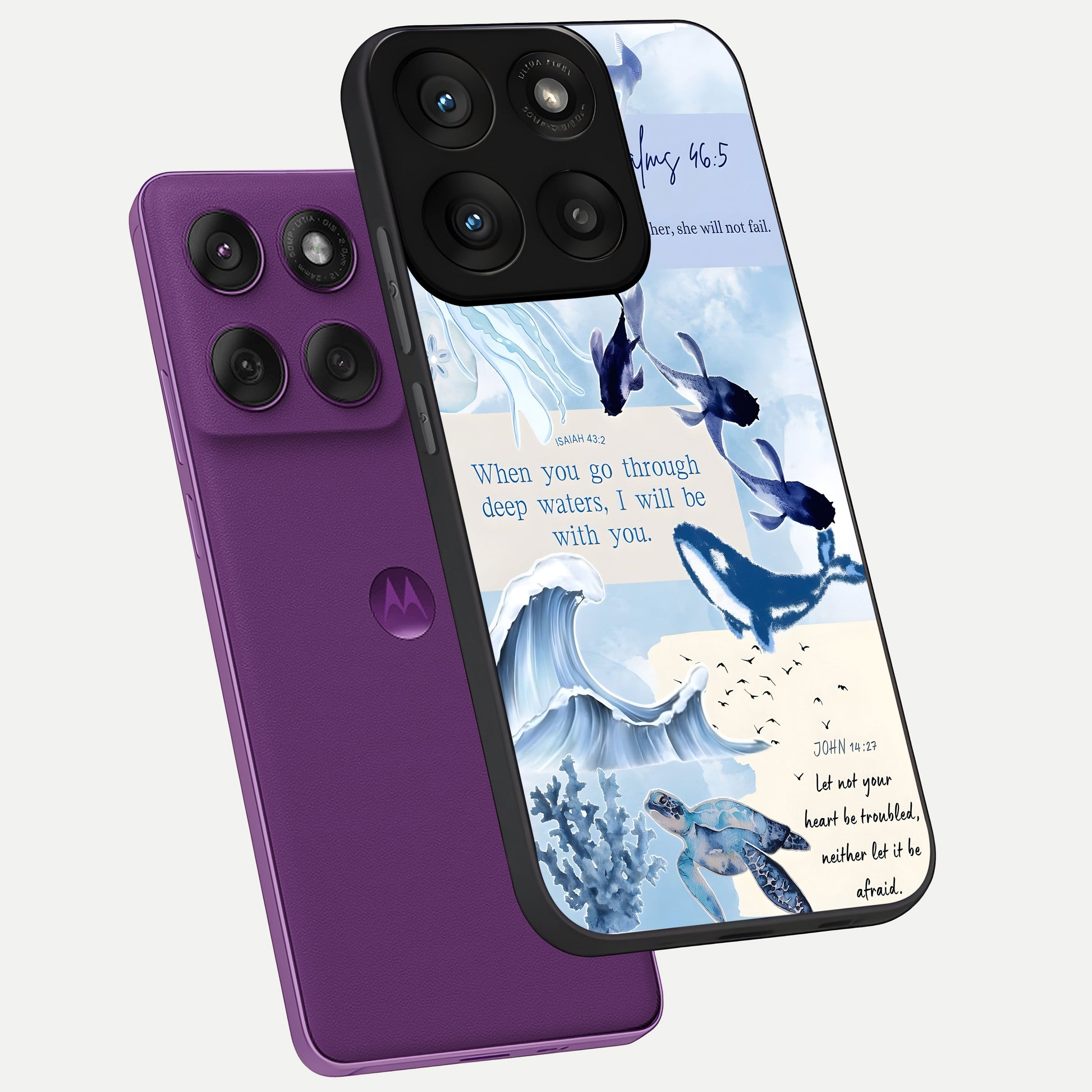  Faithful Ocean Promise phone case For Moto Edge 60 Pro showing premium glass back cover with detailed artwork