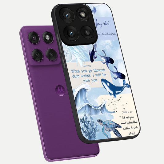  Faithful Ocean Promise phone case For Moto Edge 60 Pro showing premium glass back cover with detailed artwork