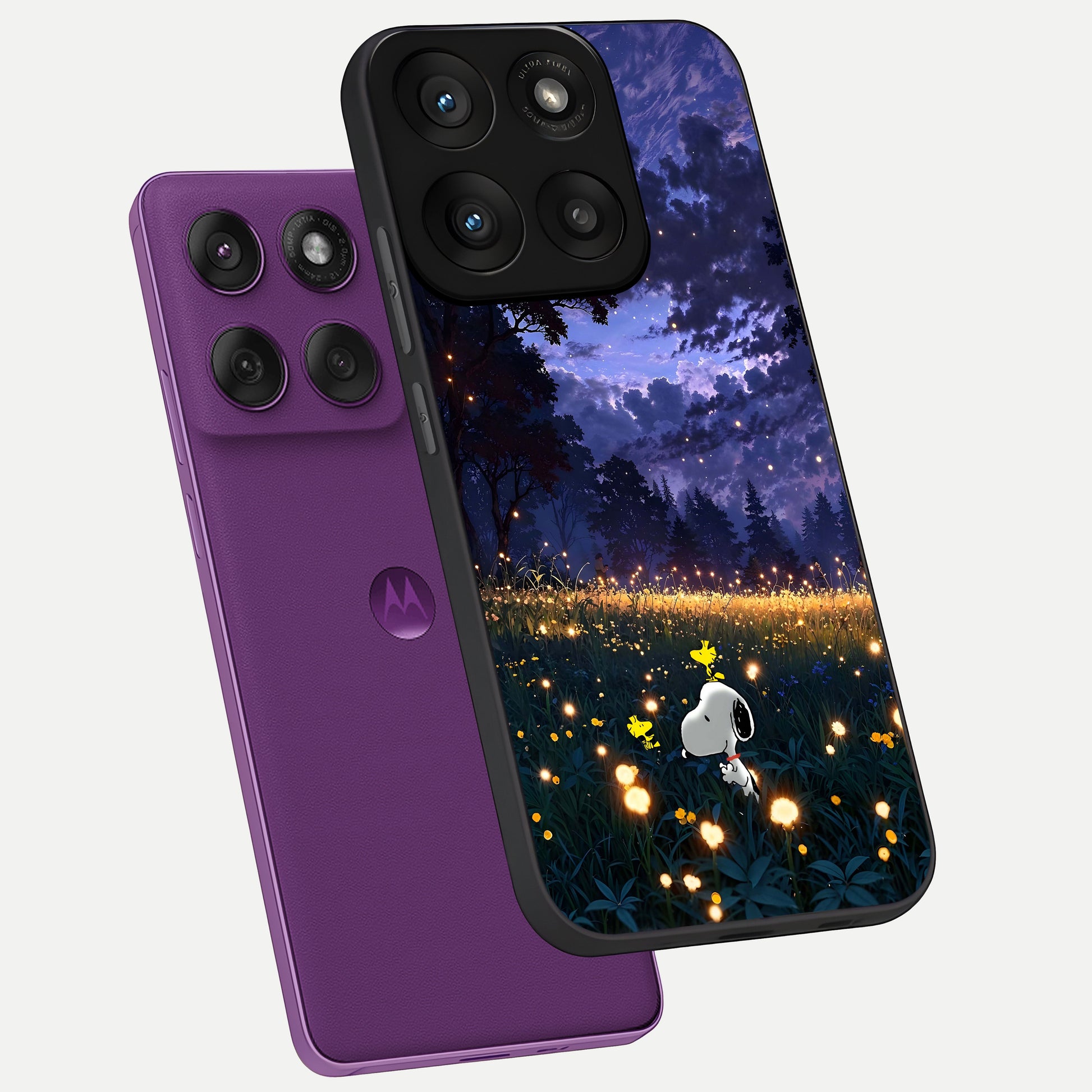  Firefly Meadow Magic phone case For Moto Edge 60 Pro showing premium glass back cover with detailed artwork