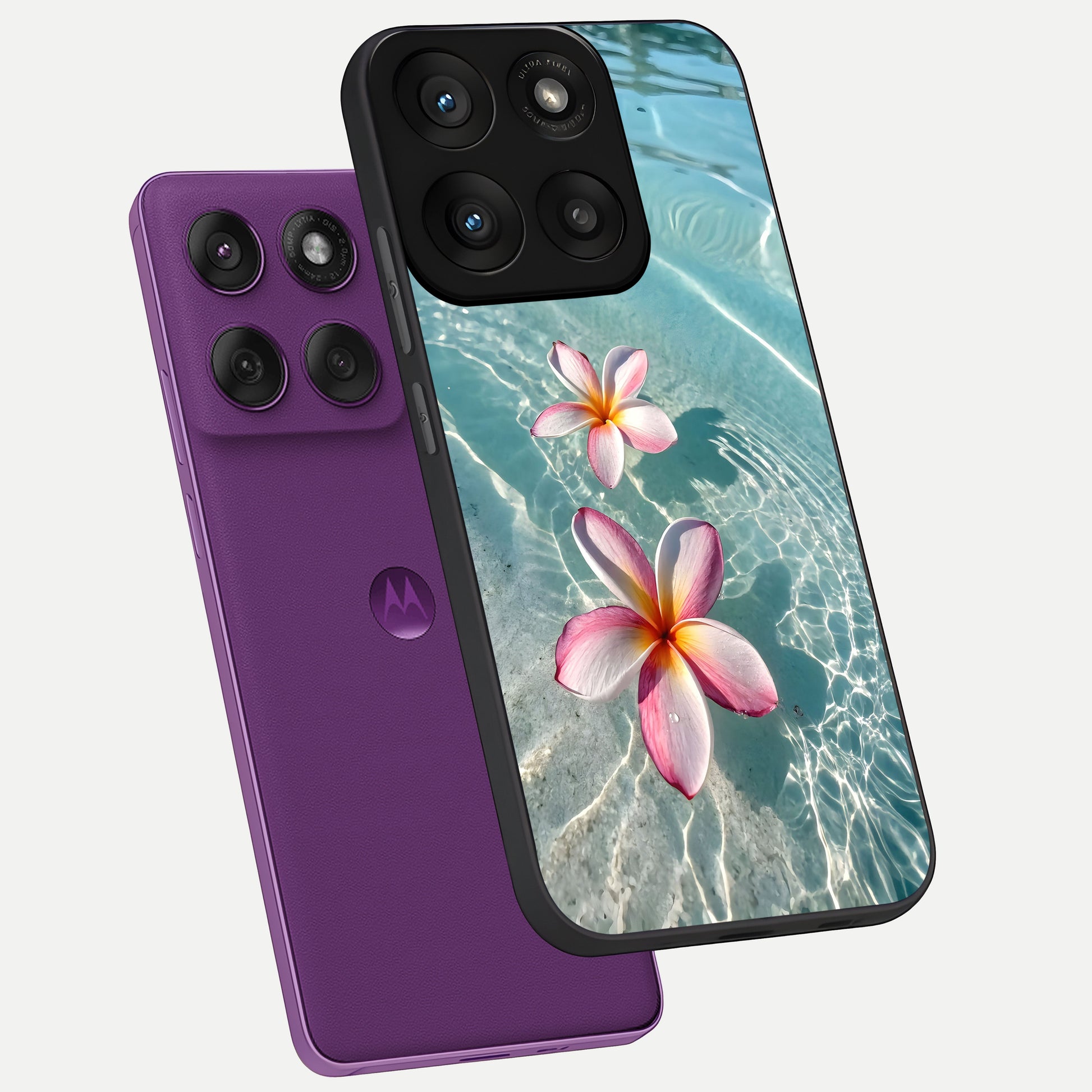  Floating Bloom Bliss phone case For Moto Edge 60 Pro showing premium glass back cover with detailed artwork