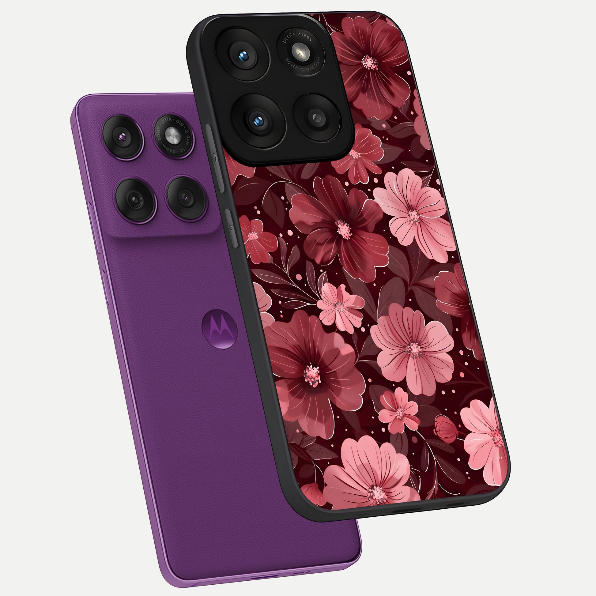  Flower Blush Bloom phone case For Moto Edge 60 Pro showing premium glass back cover with detailed artwork