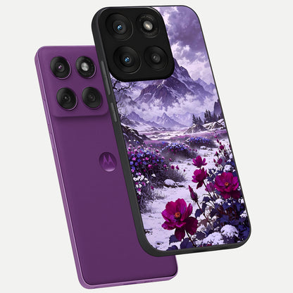  Flower Mountain View phone case For Moto Edge 60 Pro showing premium glass back cover with detailed artwork
