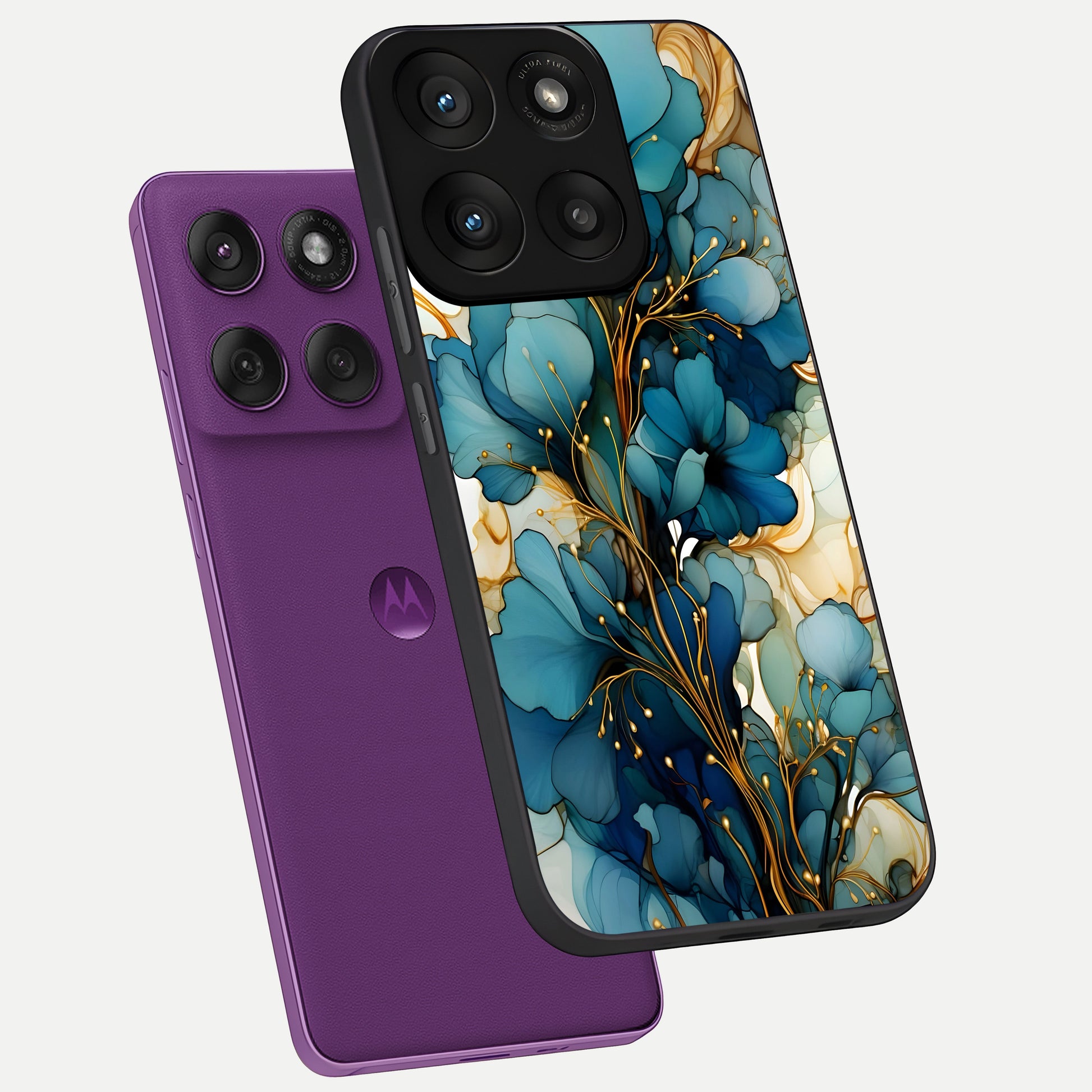  Golden Bloom Symphony phone case For Moto Edge 60 Pro showing premium glass back cover with detailed artwork