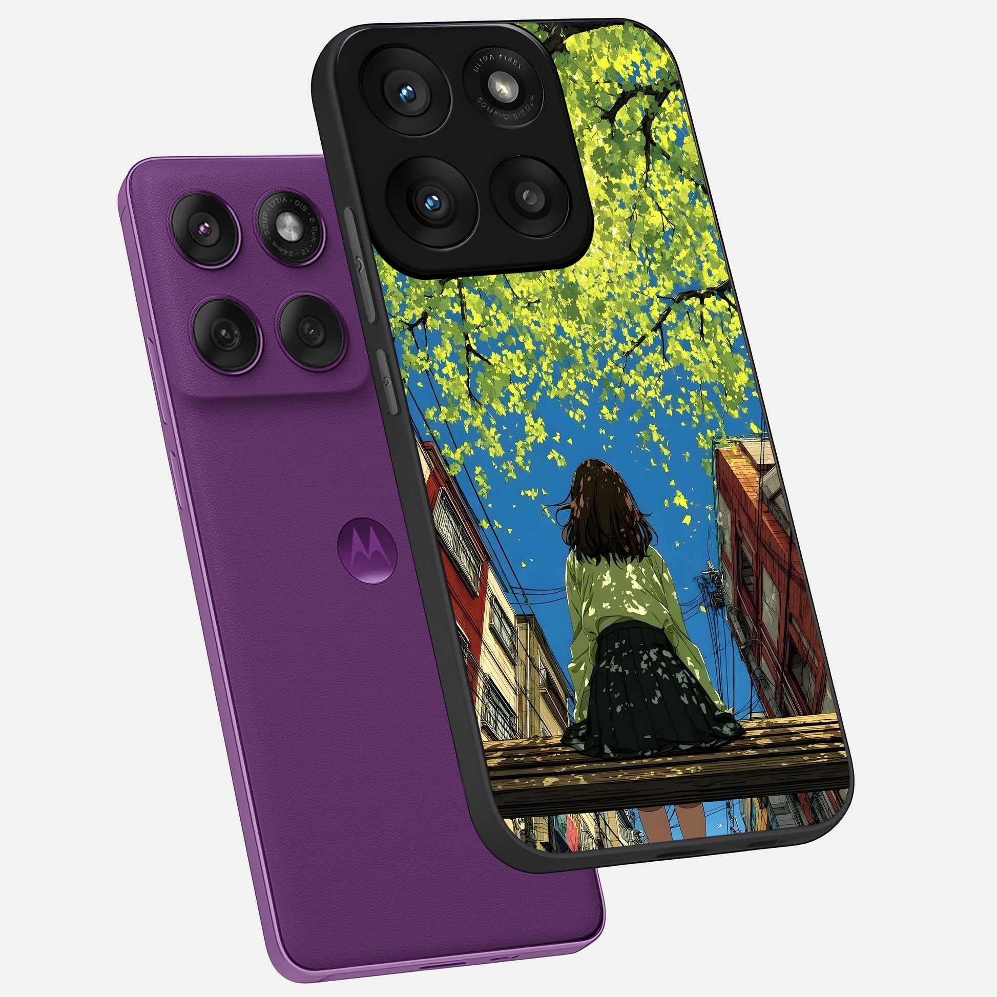  Golden Leaves Glow phone case For Moto Edge 60 Pro showing premium glass back cover with detailed artwork
