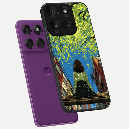  Golden Leaves Glow phone case For Moto Edge 60 Pro showing premium glass back cover with detailed artwork