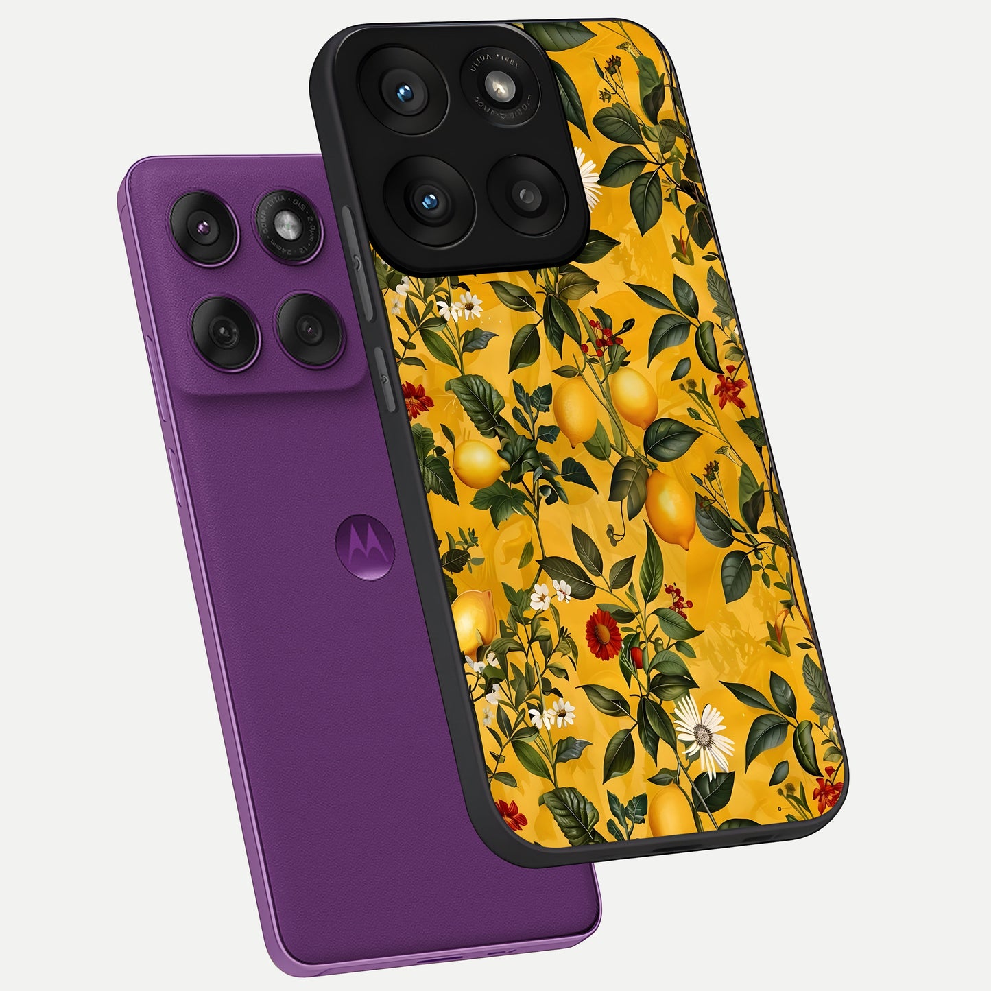  Golden Lemon Field phone case For Moto Edge 60 Pro showing premium glass back cover with detailed artwork