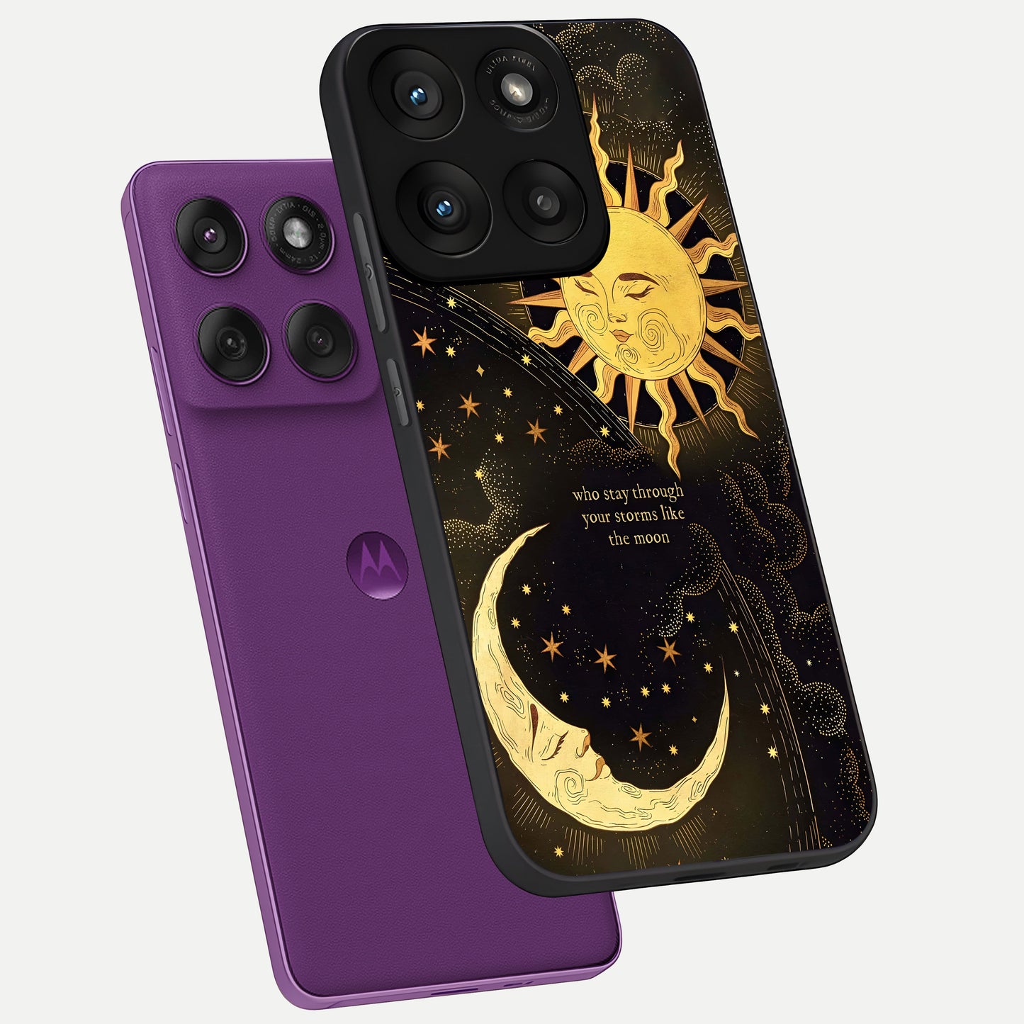  Golden Lunar Love phone case For Moto Edge 60 Pro showing premium glass back cover with detailed artwork