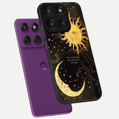  Golden Lunar Love phone case For Moto Edge 60 Pro showing premium glass back cover with detailed artwork