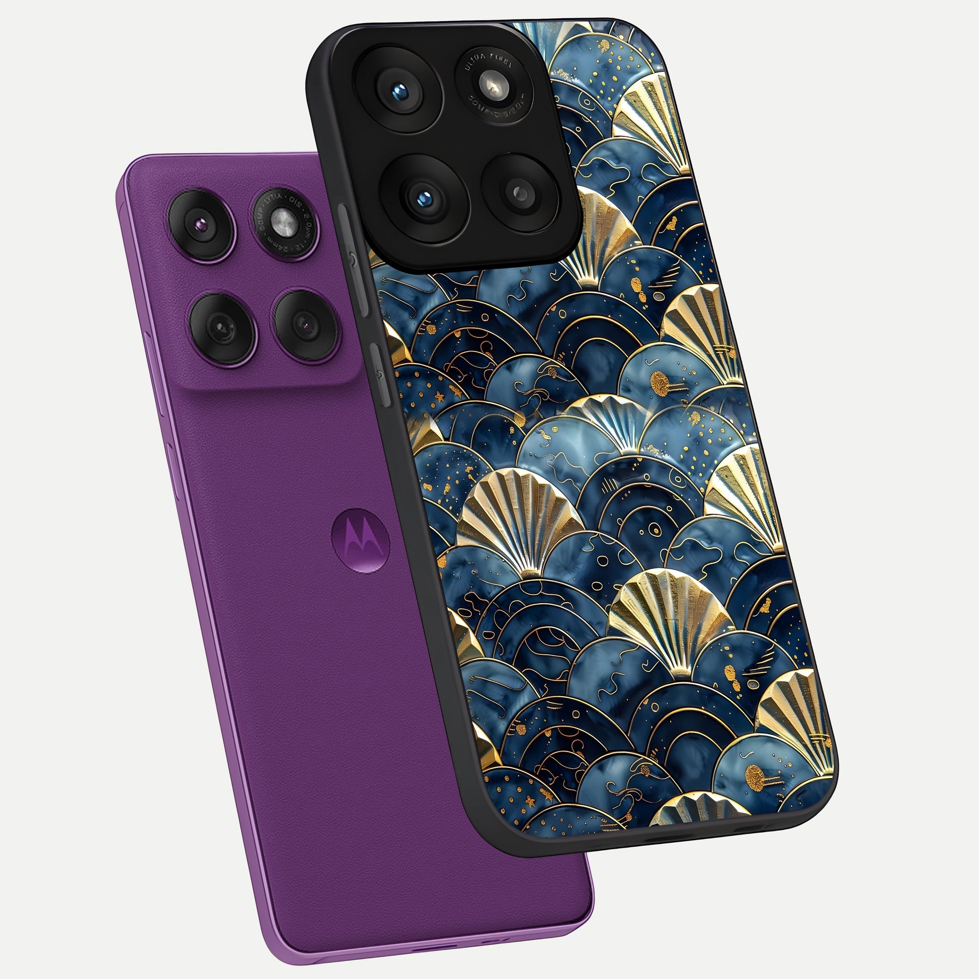  Golden Wave Luxe phone case For Moto Edge 60 Pro showing premium glass back cover with detailed artwork
