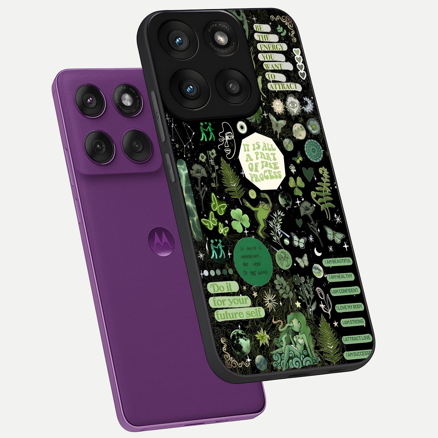  Green Mandala Pattern phone case For Moto Edge 60 Pro showing premium glass back cover with detailed artwork