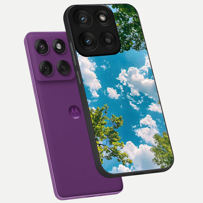 Green Moon Energy phone case For Moto Edge 60 Pro showing premium glass back cover with detailed artwork