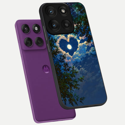  Heart With Moon Sky phone case For Moto Edge 60 Pro showing premium glass back cover with detailed artwork