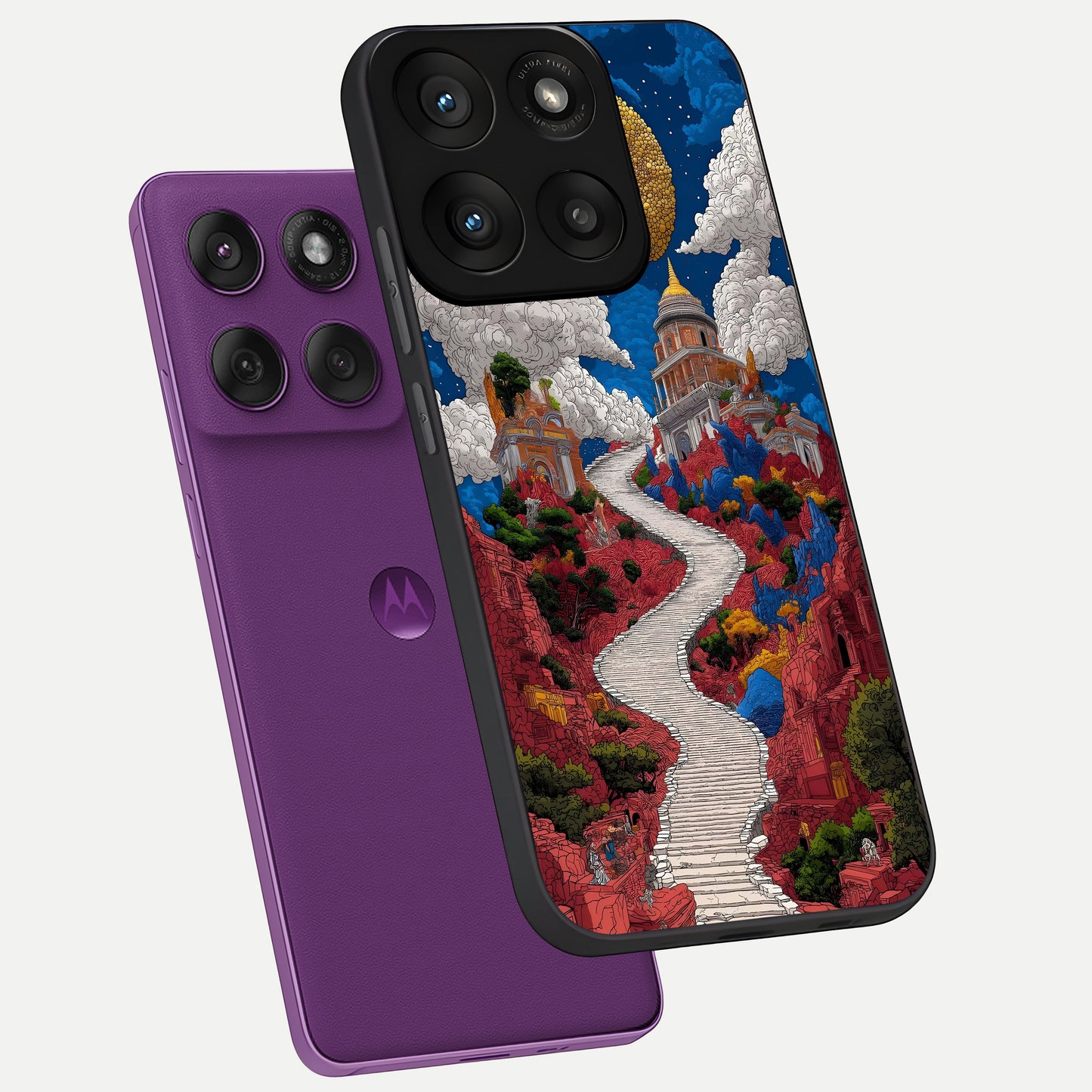 Heavenly Moon Path phone case For Moto Edge 60 Pro showing premium glass back cover with detailed artwork