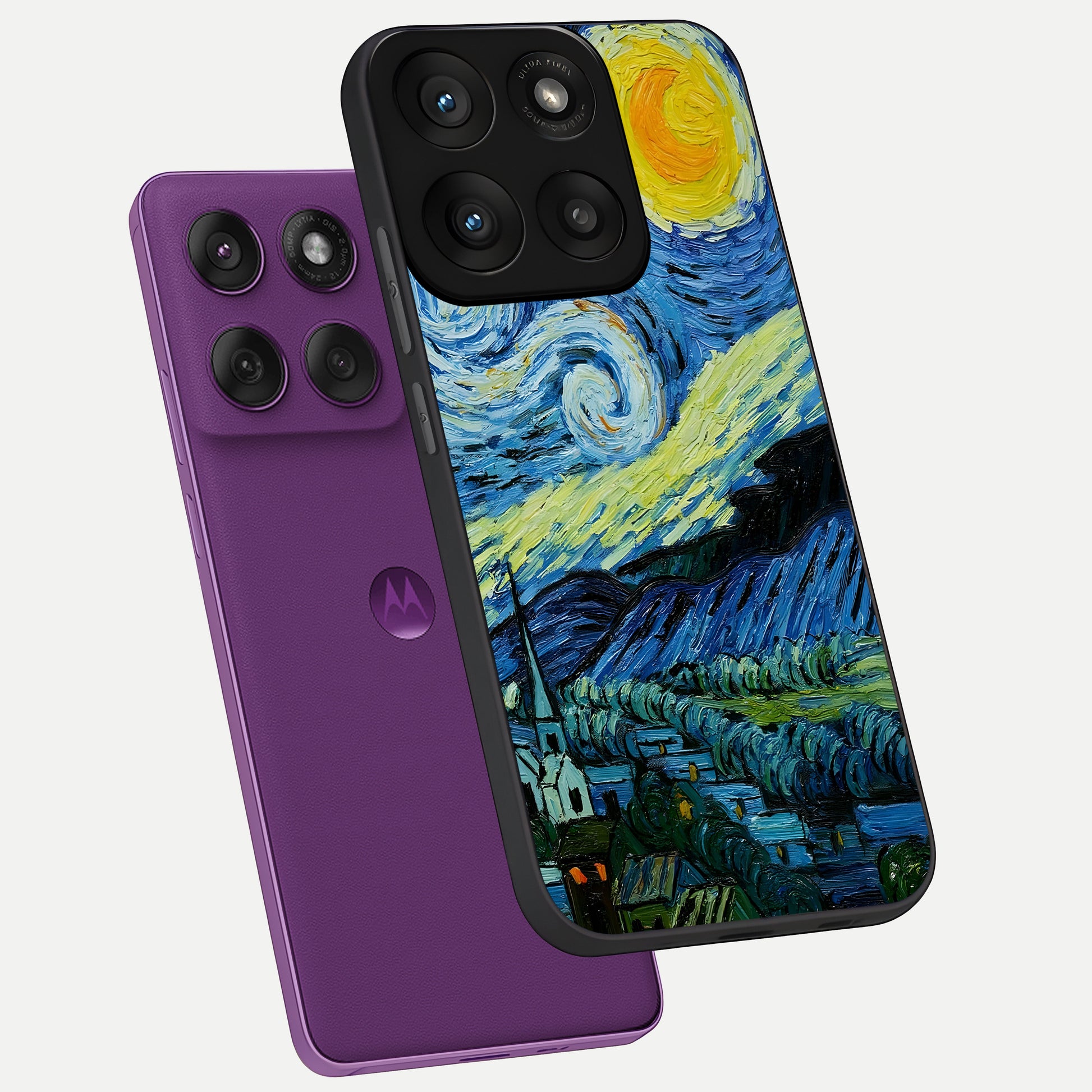  Inspired Van Gogh Art phone case For Moto Edge 60 Pro showing premium glass back cover with detailed artwork