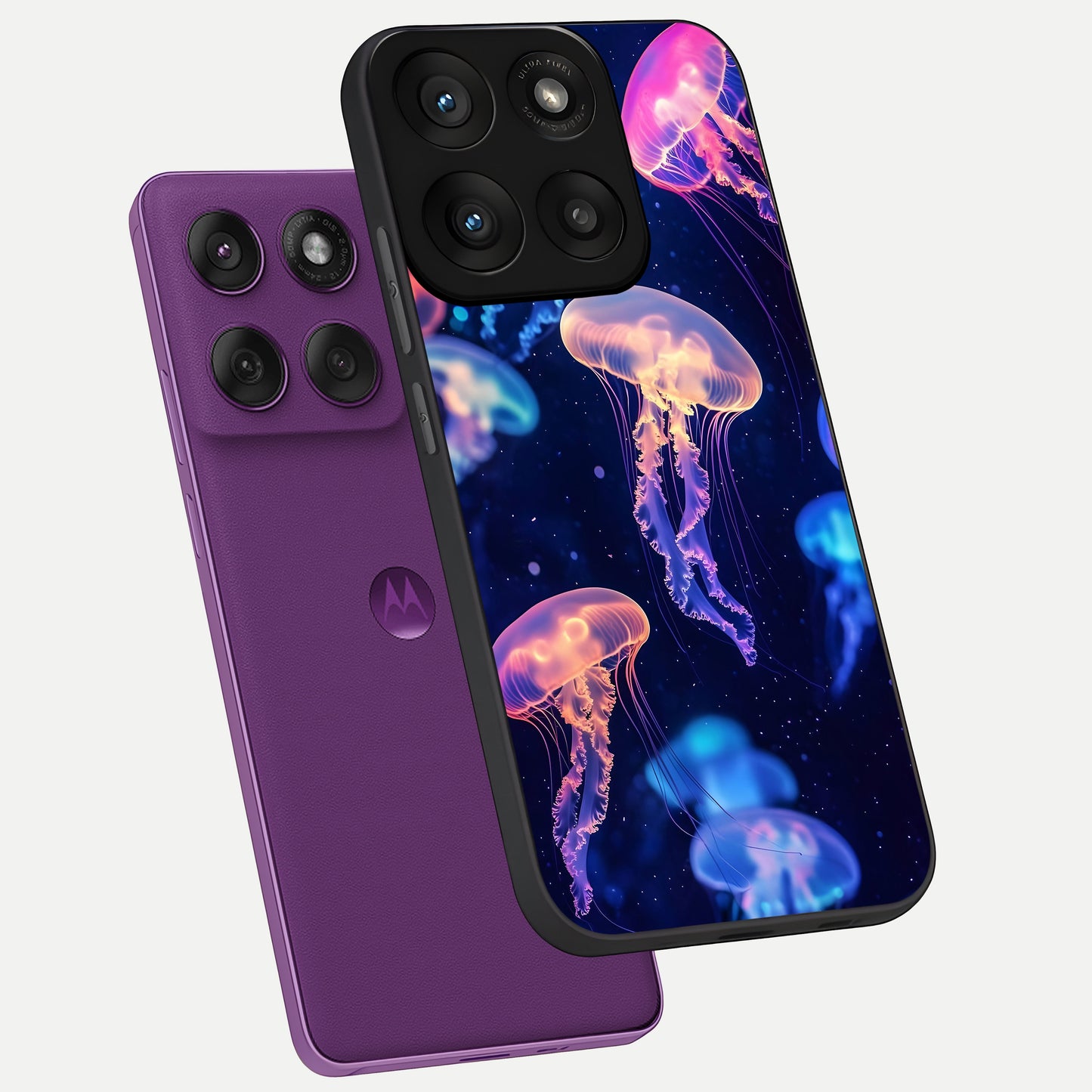 Jellyfish Pattern phone case For Moto Edge 60 Pro showing premium glass back cover with detailed artwork